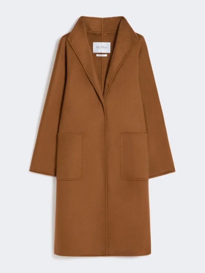 Midi cashmere cardigan coat, tobacco