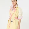 Midi trench coat in patterned water-repellent gabardine, yellow