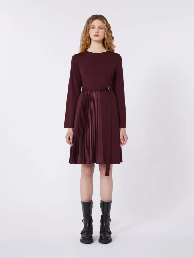 Milano-knit jersey dress, bordeaux