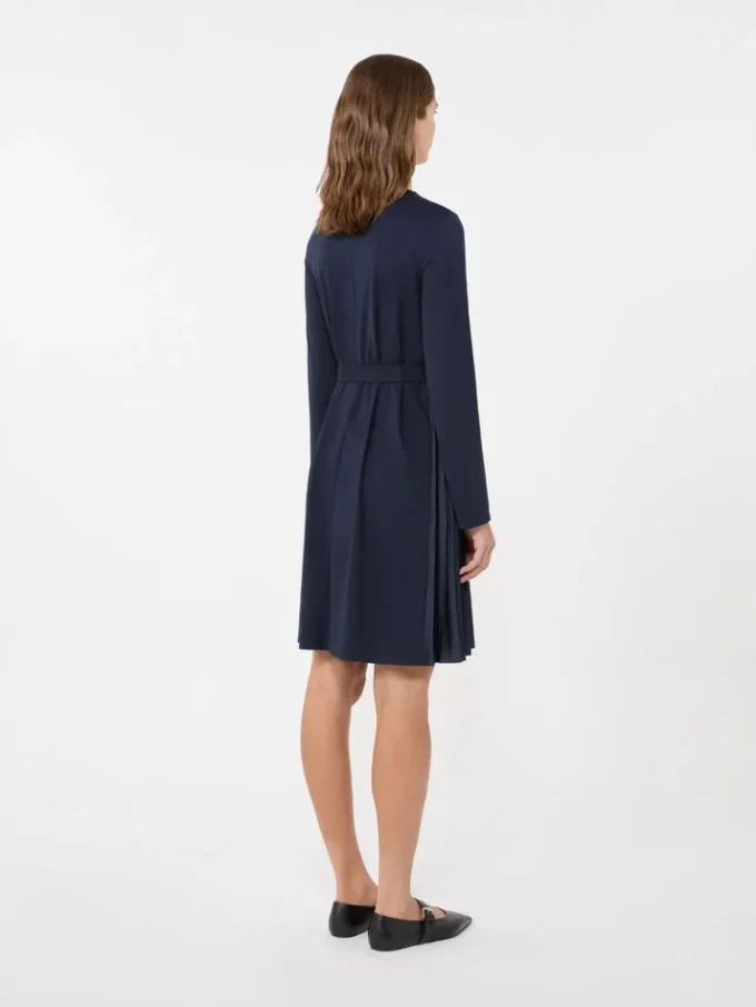 Milano-knit jersey dress, navy