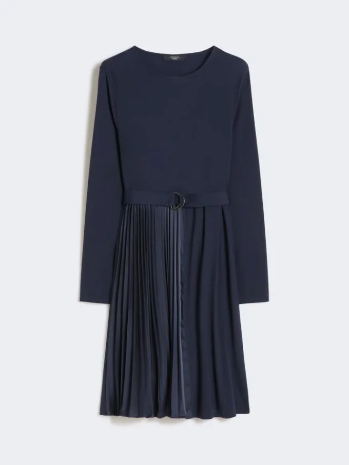 Milano-knit jersey dress, navy