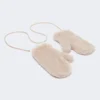 Mittens in alpaca and wool teddy fabric, beige Mittens in alpaca and wool teddy fabric, beige