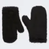 Mittens in alpaca and wool teddy fabric, black Mittens in alpaca and wool teddy fabric, black