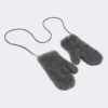 Mittens in wool and alpaca teddy fabric, medium grey