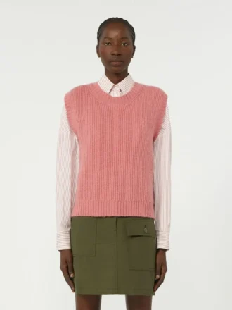 Mohair-blend gilet, antique rose