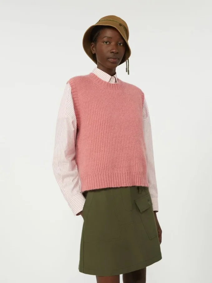 Mohair-blend gilet, antique rose