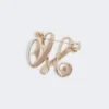 Monogram brooch with rhinestones, ivory