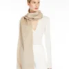 Monogram-embroidered cashmere stole, beige