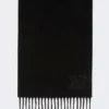 Monogram-embroidered cashmere stole, black
