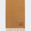 Monogram-embroidered cashmere stole, tobacco