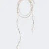 Multi-strand metal and glass necklace, optical white