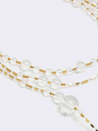 Multi-strand metal and glass necklace, optical white