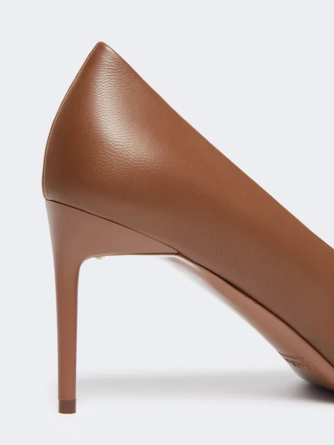 Nappa leather court shoes, tobacco