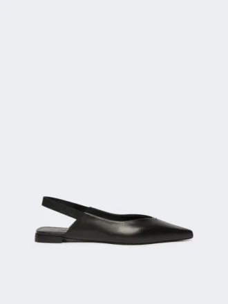 Nappa leather flat slingbacks, black