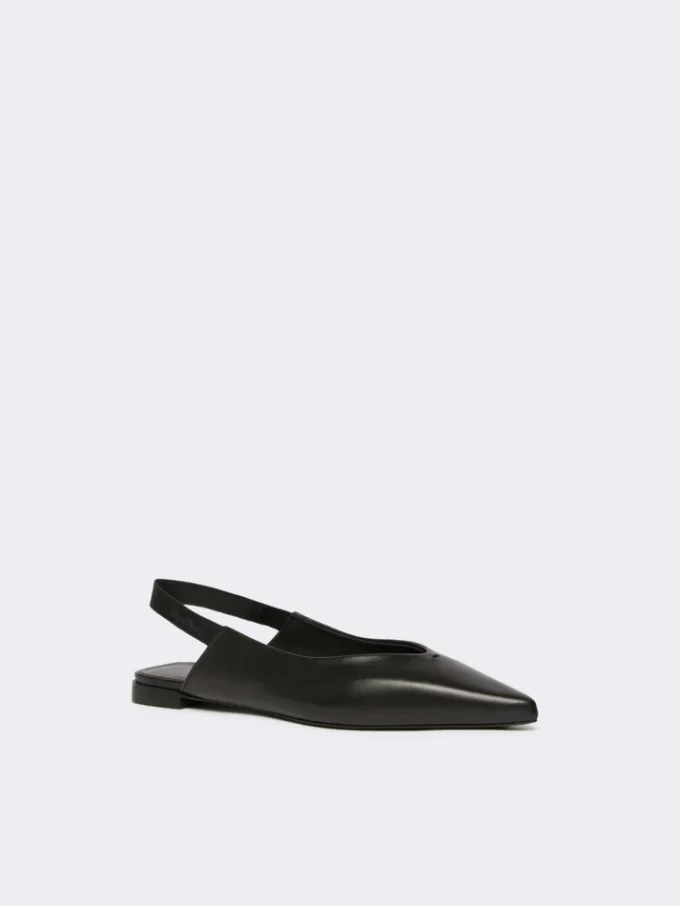 Nappa leather flat slingbacks, black Nappa leather flat slingbacks, black