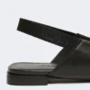 Nappa leather flat slingbacks, black Nappa leather flat slingbacks, black