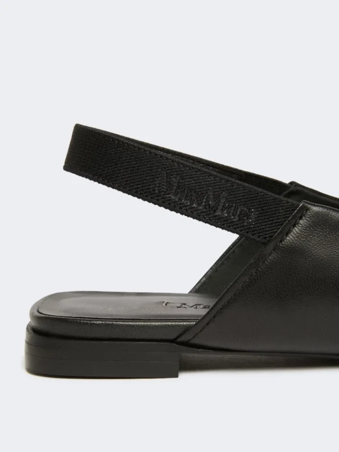 Nappa leather flat slingbacks, black Nappa leather flat slingbacks, black