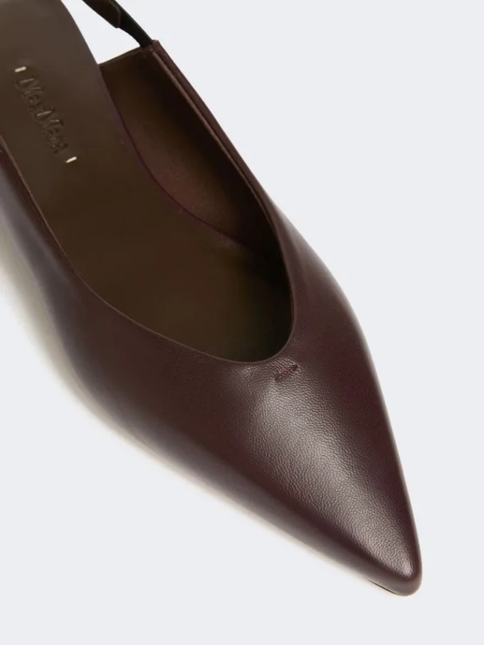 Nappa leather flat slingbacks, bordeaux