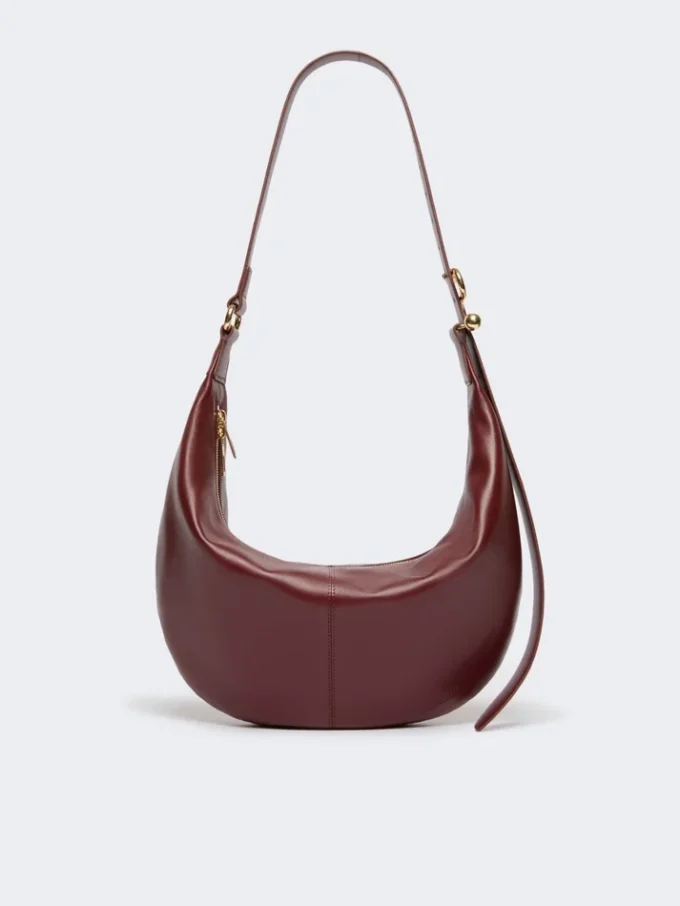 Nappa leather hobo bag, bordeaux