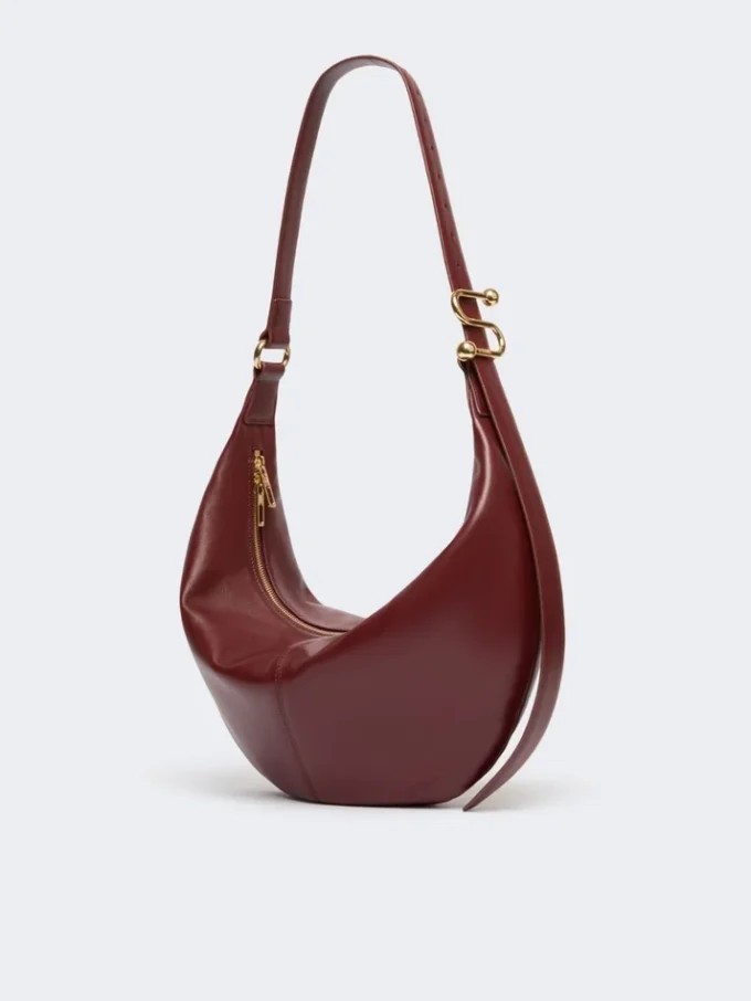 Nappa leather hobo bag, bordeaux