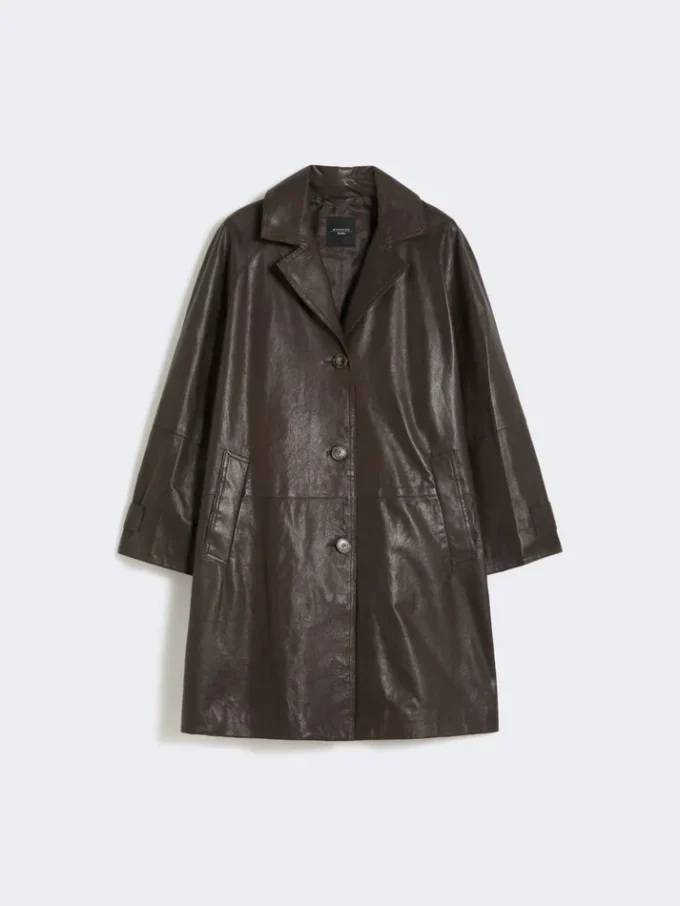 Nappa leather overcoat, brown Nappa leather overcoat, brown