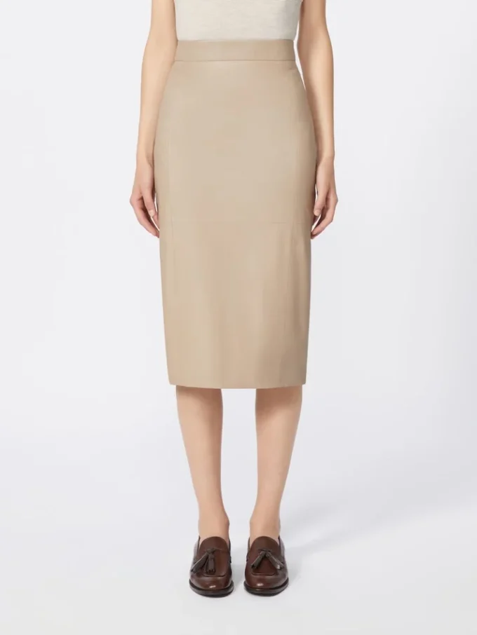 Nappa leather pencil skirt, sand Nappa leather pencil skirt, sand