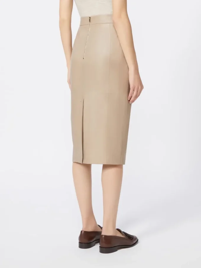 Nappa leather pencil skirt, sand Nappa leather pencil skirt, sand
