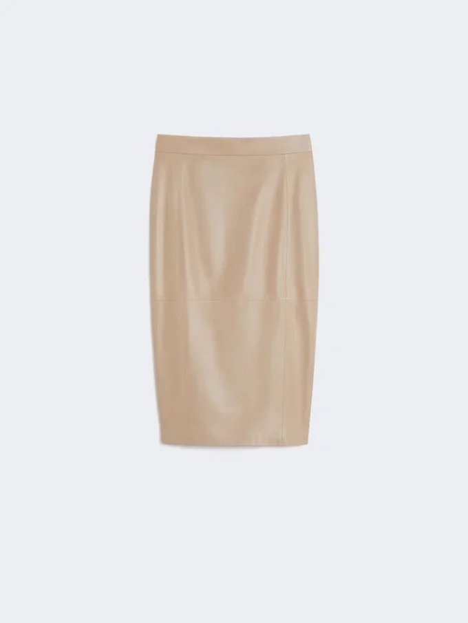 Nappa leather pencil skirt, sand Nappa leather pencil skirt, sand