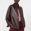 Nappa leather shirt jacket, bordeaux Nappa leather shirt jacket, bordeaux