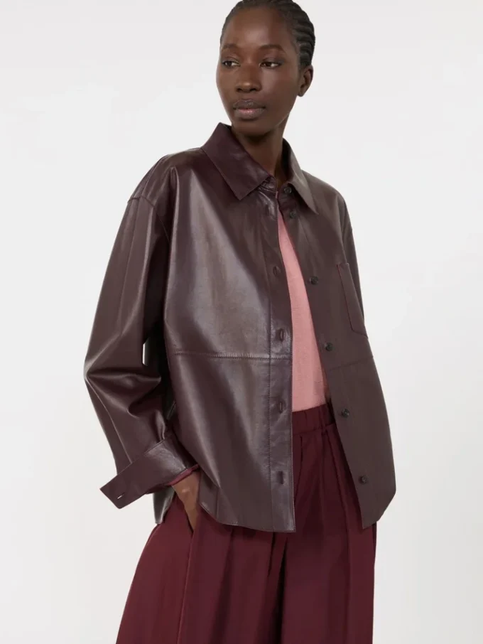 Nappa leather shirt jacket, bordeaux Nappa leather shirt jacket, bordeaux