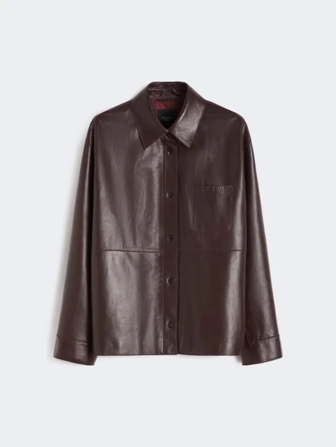 Nappa leather shirt jacket, bordeaux Nappa leather shirt jacket, bordeaux