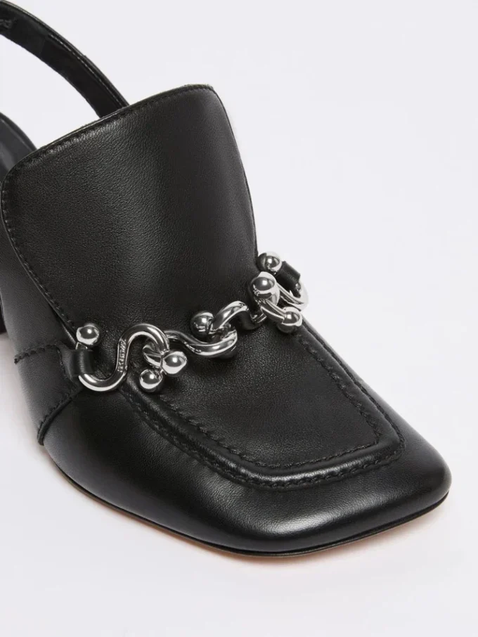 Nappa leather slingbacks, black Nappa leather slingbacks, black