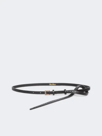 Natural leather belt, black