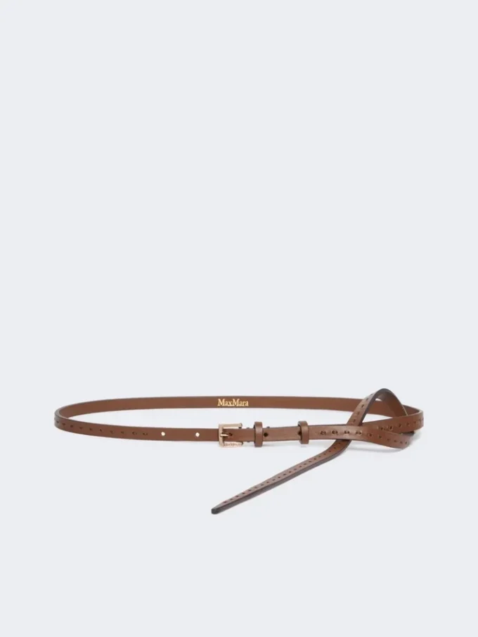 Natural leather belt, brown