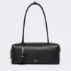Natural leather bowler bag, black