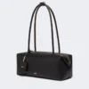 Natural leather bowler bag, black