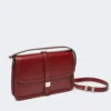 Natural leather handbag, bordeaux