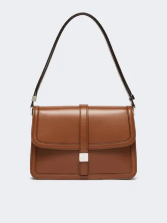 Natural leather handbag, tobacco