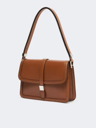 Natural leather handbag, tobacco