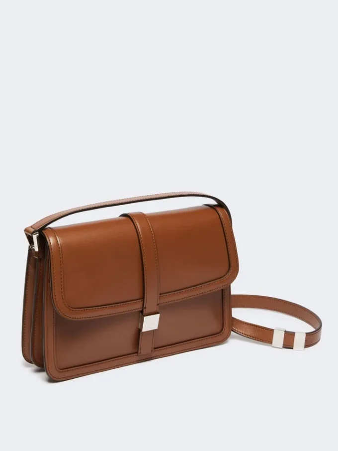 Natural leather handbag, tobacco