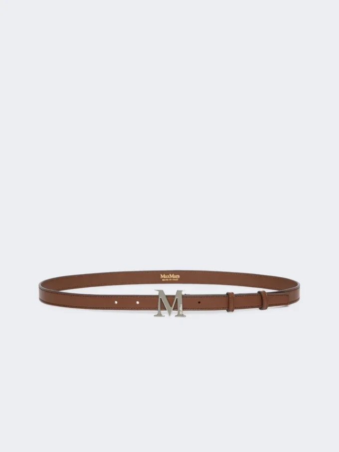 Natural leather monogram belt, brown