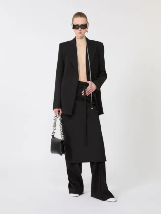 Natural stretch pure wool tailored blazer, black