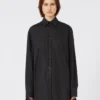 Overshirt with plissa-pleated detail, black