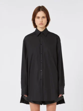 Overshirt with plissa-pleated detail, black
