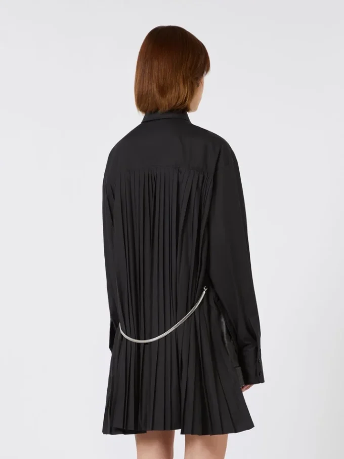 Overshirt with plissa-pleated detail, black