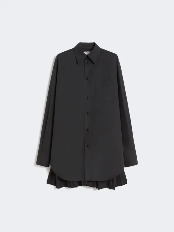 Overshirt with plissa-pleated detail, black