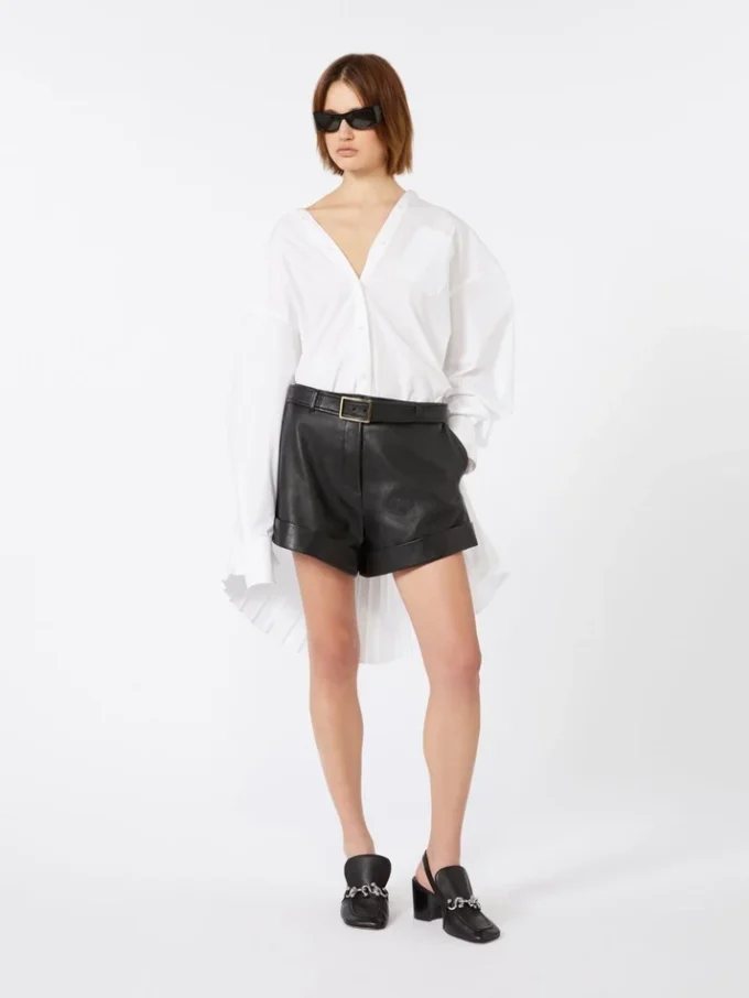 Overshirt with plissa-pleated detail, optical white