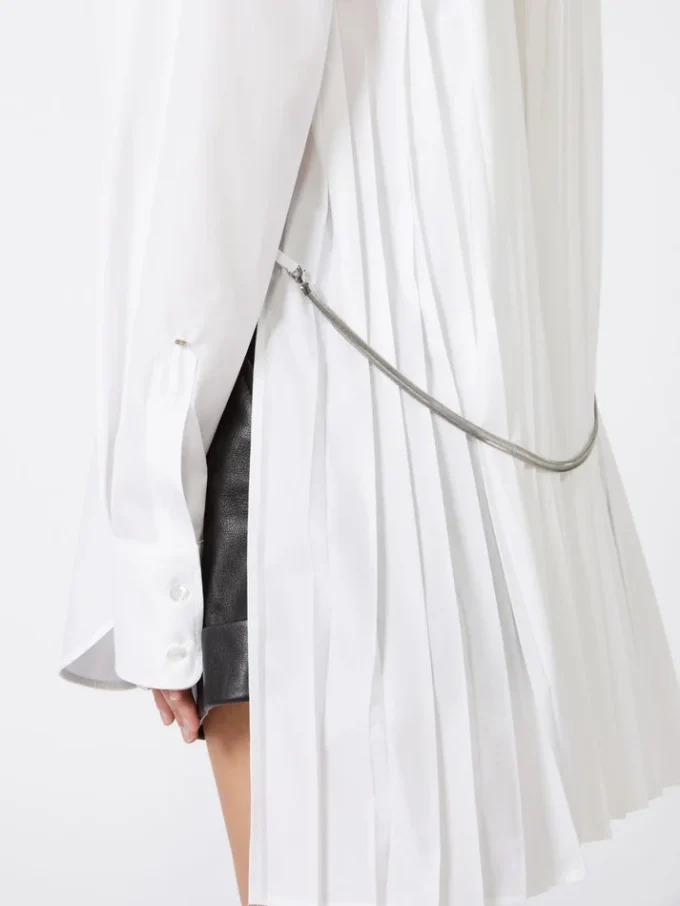 Overshirt with plissa-pleated detail, optical white