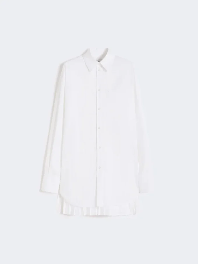 Overshirt with plissa-pleated detail, optical white