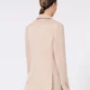 Oversized blazer in organza and linen canvas, camel